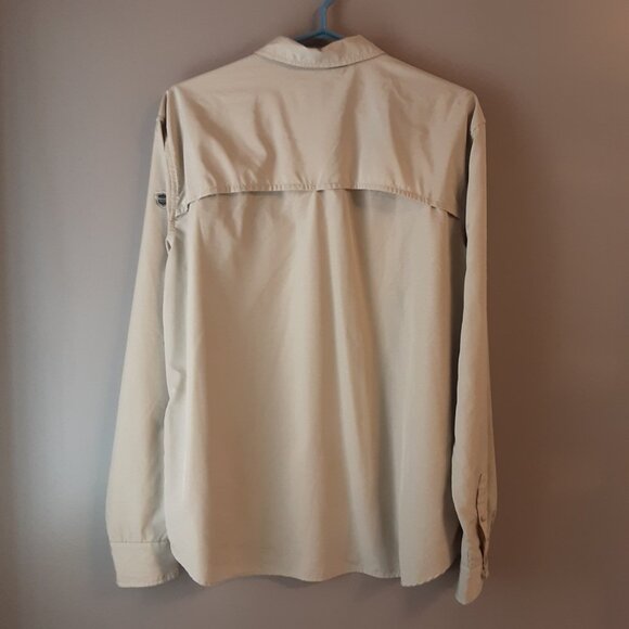 Eddie Bauer UPF Guide Tan/Cream Long-Sleeved Button Up Tech Shirt,  Large Tall - Picture 6 of 14